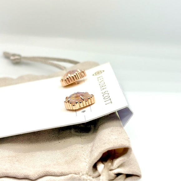 Kendra Scott Tessa Dichroic Glass Rose Gold Stud Earrings - Picture 3 of 8